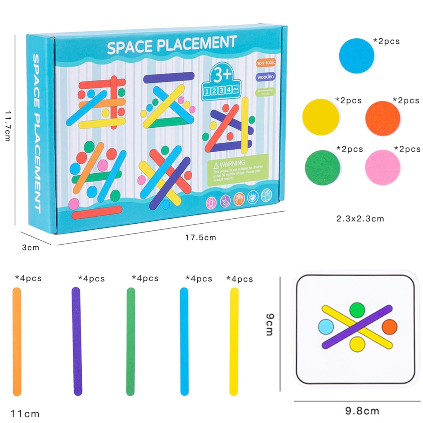 Jastown Rainbow Stick Puzzle Spiel,Montessori Spielzeug ab 3 4 5 6 Jahre,Tangram Kinder,Sensorische Feinmotorik Konzentrationsspiele Lernspiele ab 4 5 6 Jahre,Steckspiel Holzpuzzle Kinder