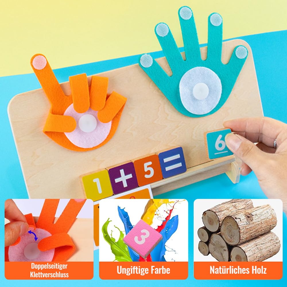 Montessori Spielzeug, Holzspielzeug Fingerzählmathe Pädagogisches Spielzeug für Kinder ab 3 4 5 6 Jahre Jungen Mädchen