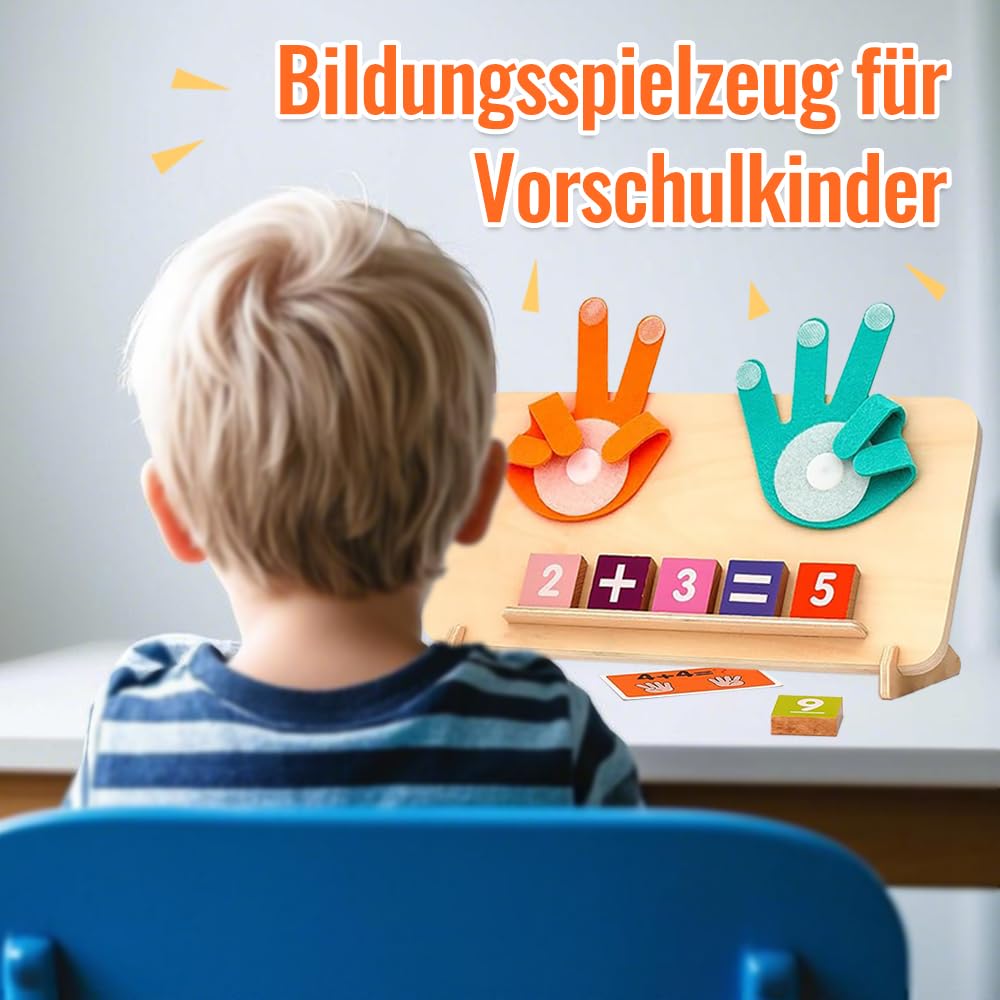 Montessori Spielzeug, Holzspielzeug Fingerzählmathe Pädagogisches Spielzeug für Kinder ab 3 4 5 6 Jahre Jungen Mädchen
