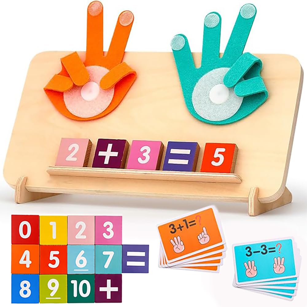 Montessori Spielzeug, Holzspielzeug Fingerzählmathe Pädagogisches Spielzeug für Kinder ab 3 4 5 6 Jahre Jungen Mädchen