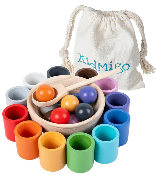 KidMigo Montessori Spielzeug 2 Jahre, Holz Sortier Stapelspielzeug, Montessori Spielzeug Baby, Sensorik Spielzeug & Lernspielzeug für Vorschule für Farbsortierung und Zählen, Geschenk für 2 3 4 Jahre