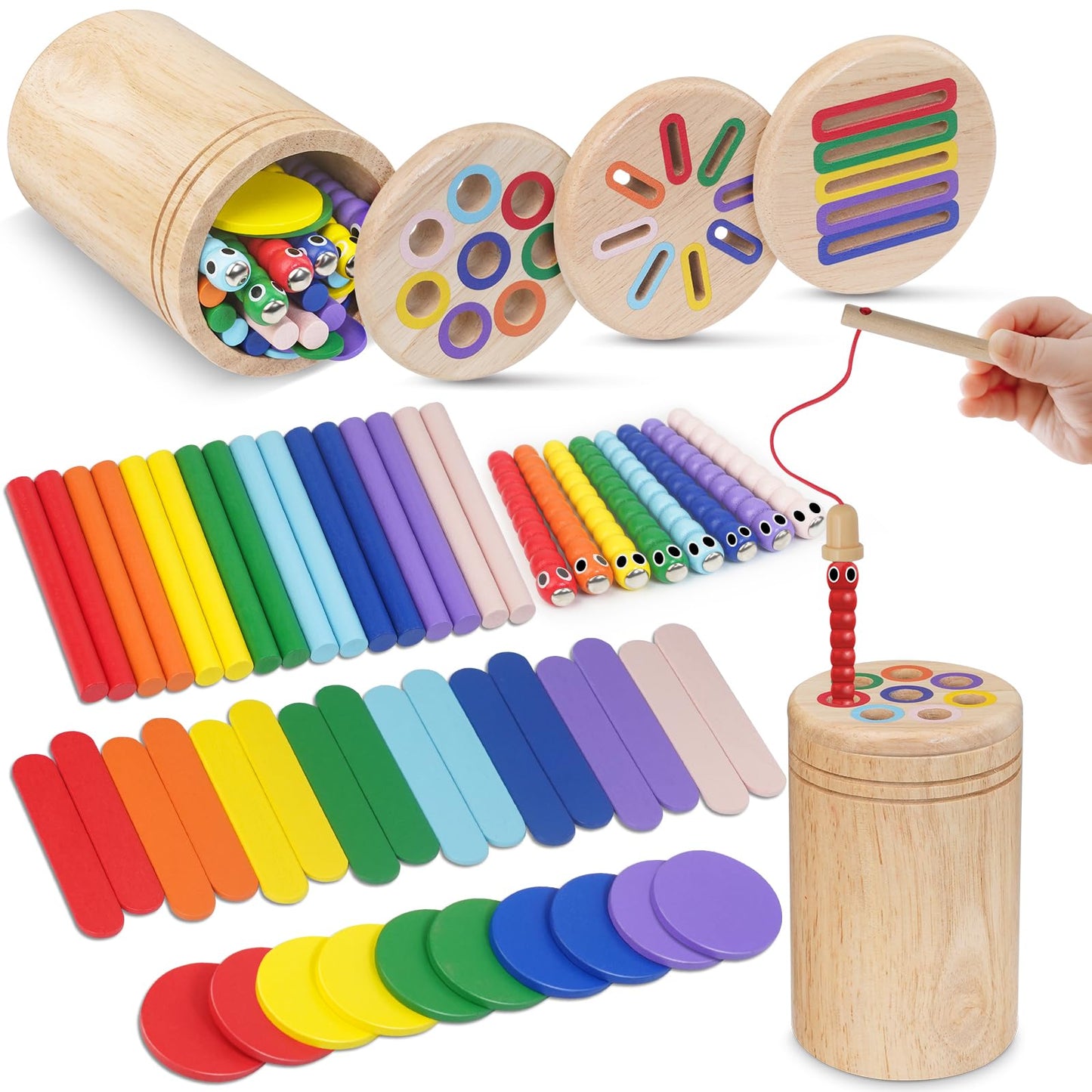 Haozozo Montessori Spielzeug ab 1 Jahr, 4-in-1 Montessori Spielzeug ab 1 2 3 Jahre, Holz Montessori Spielzeug 1 2 3 Jahre, Sensorik Spielzeug Baby Kleinkind Spielzeug Motorikspielzeug ab 1 Jahr