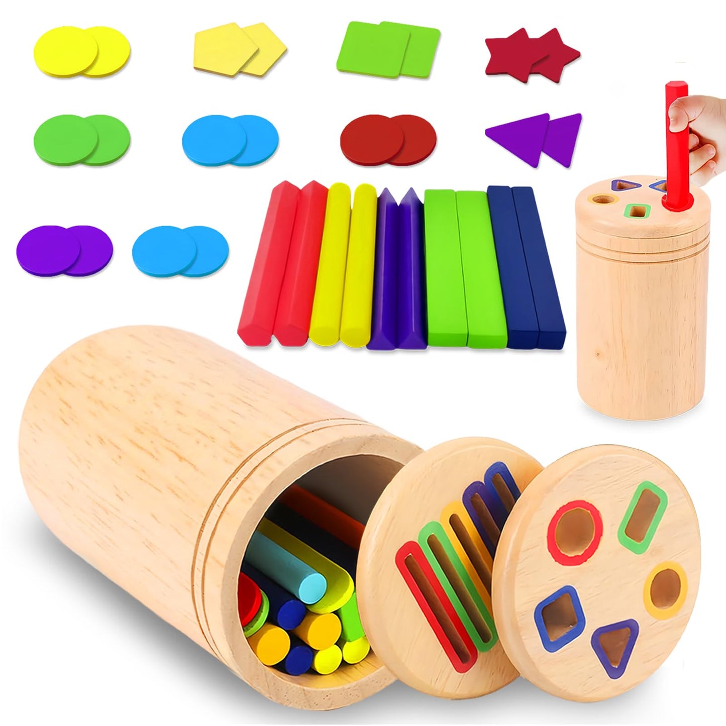AMFUN Montessori Spielzeug ab 1 Jahr, Farbe Sortierspiel, Holz Sortier & Stapelspielzeug für 1 2 3 Jahr