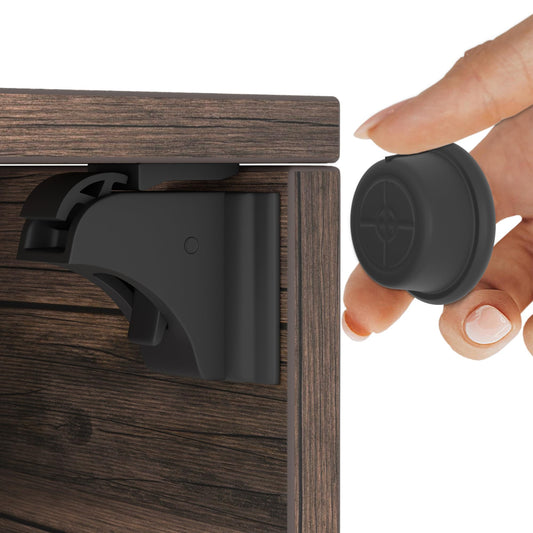 Hoffenbach Magnetische Kindersicherung 12 Schlösser + 3 Schlüssel – Schranksicherung & Schubladensicherung ohne Bohren – Unsichtbarer Magnetverschluss – Schwarz