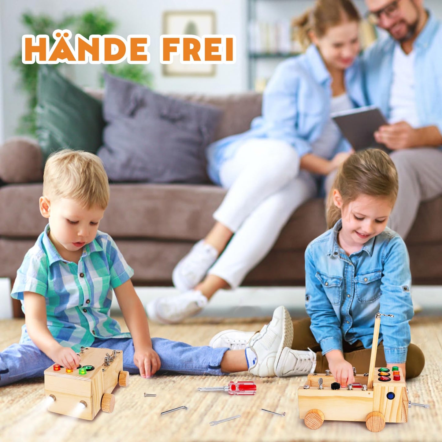 OAKJAR Montessori Schraubendreher Brett, Montessori Spielzeug ab 2-6 Jahre, Montessori Busy Board, Holzspielzeug Motorikspielzeug, Lernspielzeug für Babys Kleinkinder Jungen Mädchen