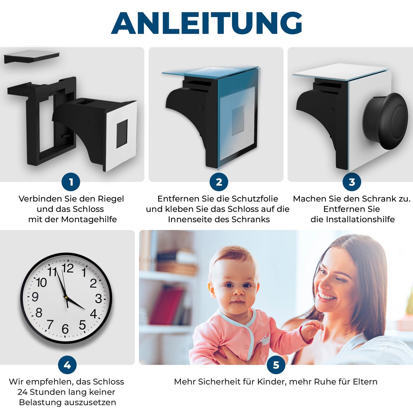 Hoffenbach Magnetische Kindersicherung 12 Schlösser + 3 Schlüssel – Schranksicherung & Schubladensicherung ohne Bohren – Unsichtbarer Magnetverschluss – Schwarz