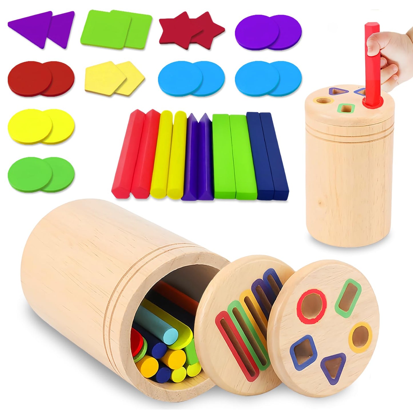 AMFUN Montessori Spielzeug ab 1 Jahr, Farbe Sortierspiel, Holz Sortier & Stapelspielzeug für 1 2 3 Jahr