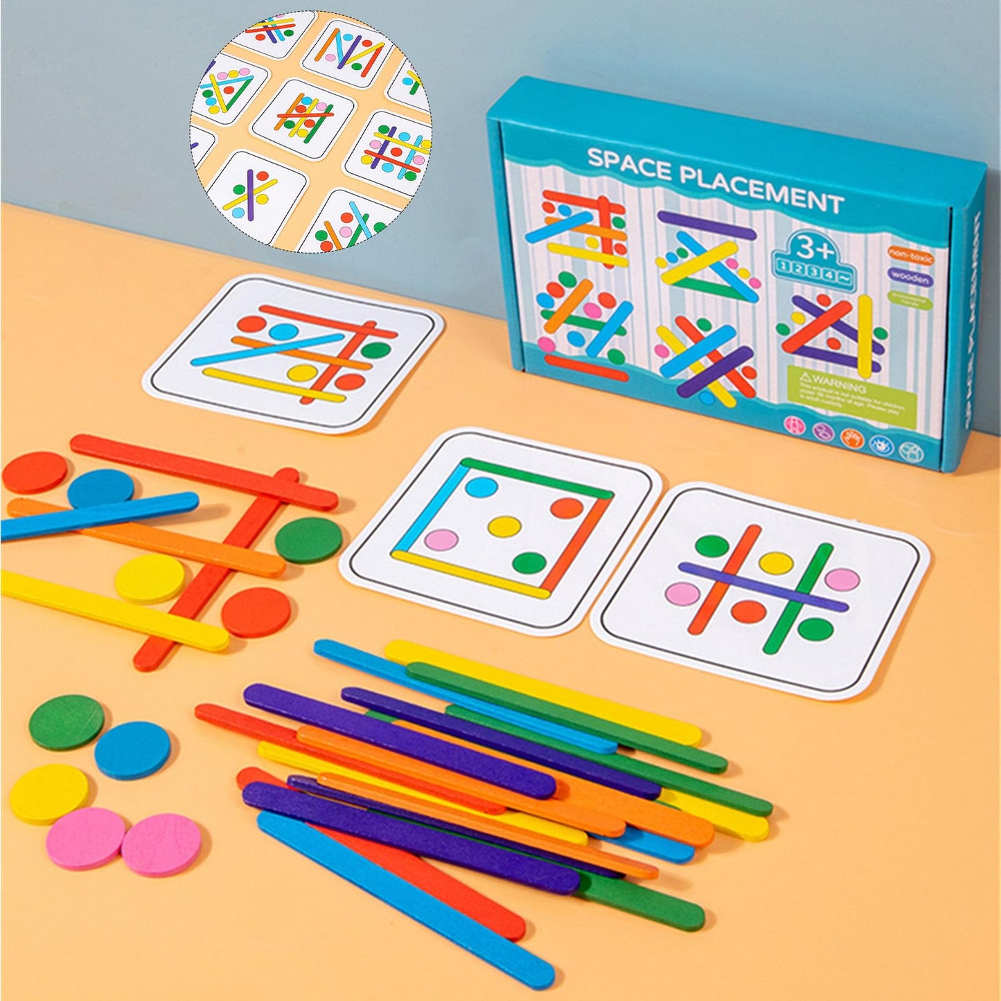 Jastown Rainbow Stick Puzzle Spiel,Montessori Spielzeug ab 3 4 5 6 Jahre,Tangram Kinder,Sensorische Feinmotorik Konzentrationsspiele Lernspiele ab 4 5 6 Jahre,Steckspiel Holzpuzzle Kinder