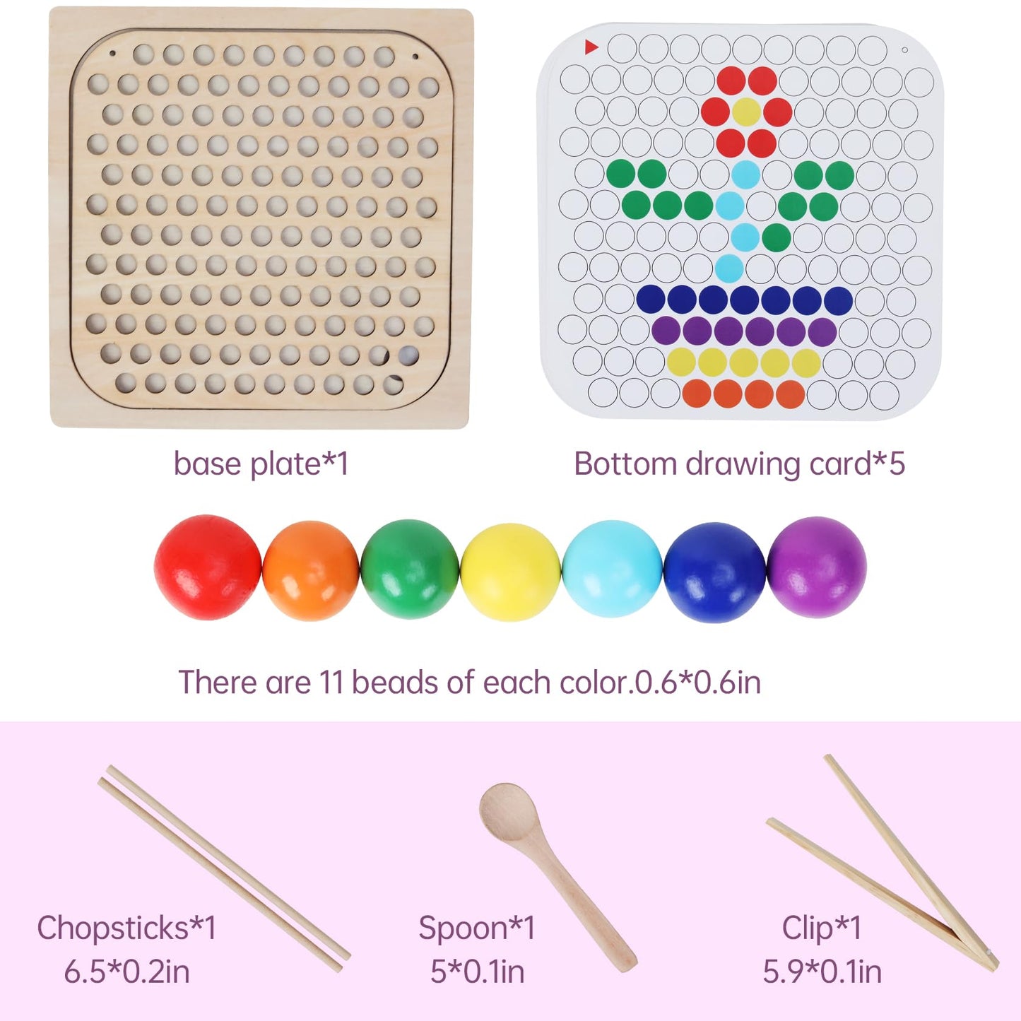 ANPEAC Holz Montessori Spielzeug,Clip Perlen Puzzle Brettspiele, Mathe Lernspielzeug,Kinder Vorschule Farben Sortier Stapelspielzeug für 3 4 5 Jahre alt Kinder