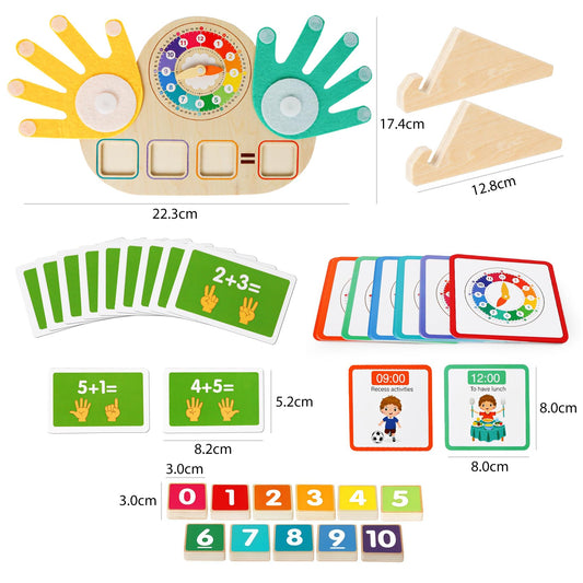 YIQOGAME Montessori Spielzeug ab 3 Jahre Montessori Mathe-Lernspielzeug aus Holz – Zahlen & Rechnen üben, Uhrzeit Lernen, pädagogisches Spielzeug zur frühen Bildung für Kinder