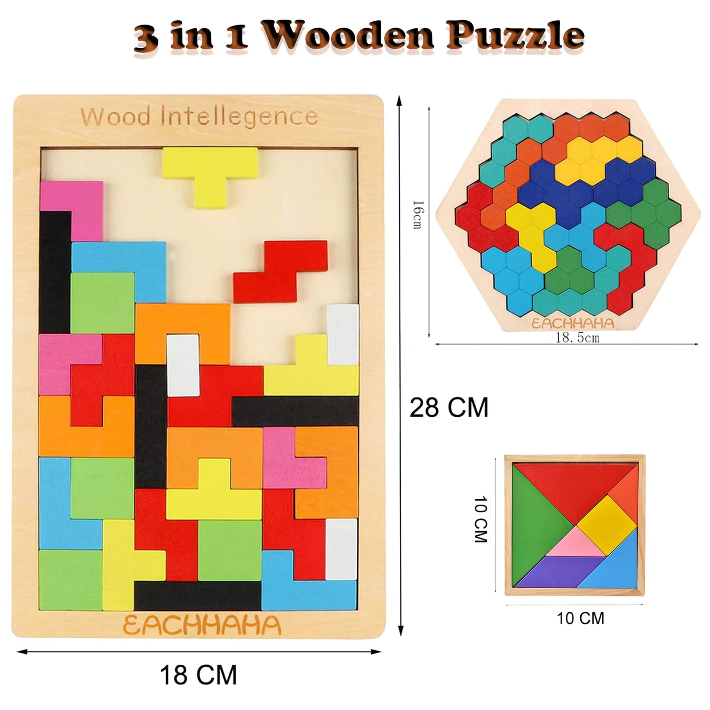 EACHHAHA Montessori Spielzeug ab 4 Jahre,3 in 1 Tangram Holzpuzzle Kinder,Kreativ Lernspielzeug,Fördert räumliche Vorstellungskraft und logisches Denken, Geschenkidee für Kinder