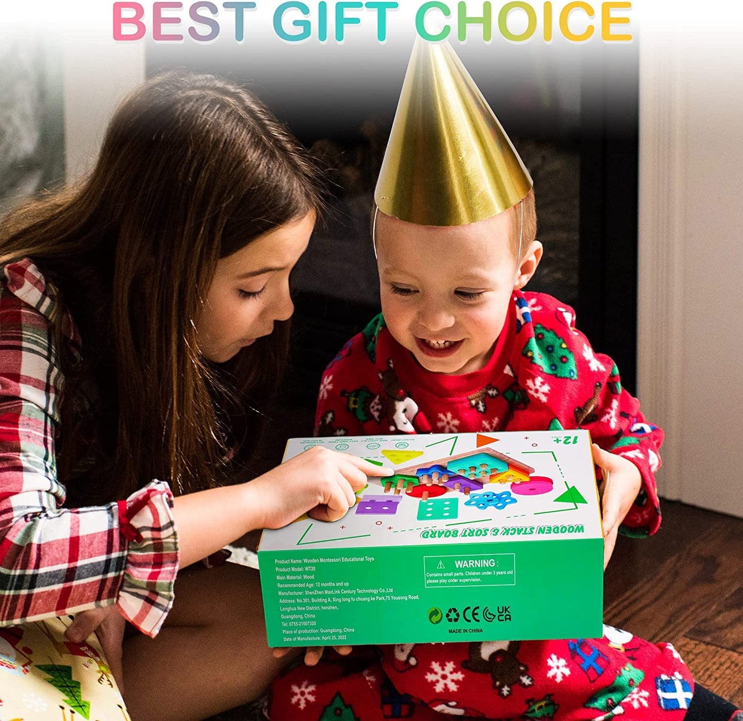 HELLOWOOD Montessori Spielzeug ab 1 2 3 Jahre, Holz Sortier- & Stapelspielzeug Steckpuzzle für 12+ Monate Baby-Jungen & Mädchen, 24pcs geometrische Baukasten, Shape Sorter Puzzles