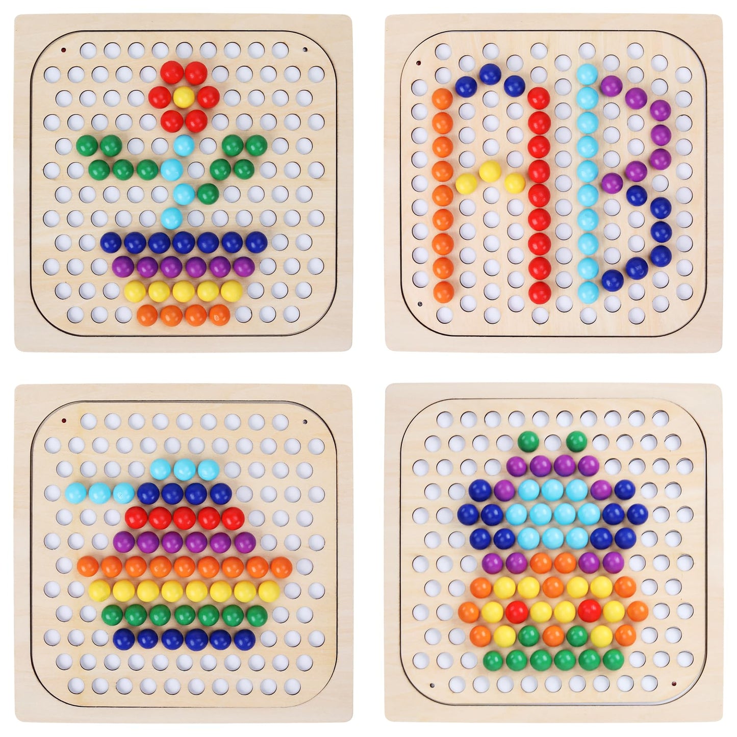 ANPEAC Holz Montessori Spielzeug,Clip Perlen Puzzle Brettspiele, Mathe Lernspielzeug,Kinder Vorschule Farben Sortier Stapelspielzeug für 3 4 5 Jahre alt Kinder