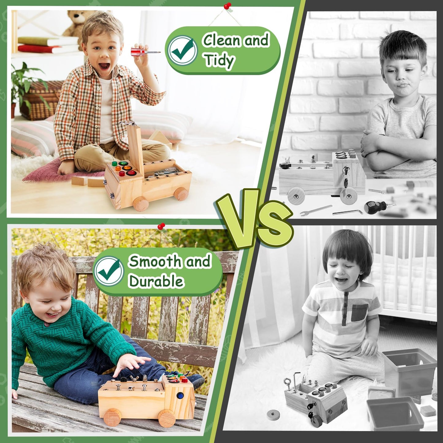 OAKJAR Montessori Schraubendreher Brett, Montessori Spielzeug ab 2-6 Jahre, Montessori Busy Board, Holzspielzeug Motorikspielzeug, Lernspielzeug für Babys Kleinkinder Jungen Mädchen